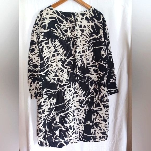 NOEN 100% Linen Abstract Scribble Print Tunic Dress Size Large - Picture 5 of 12